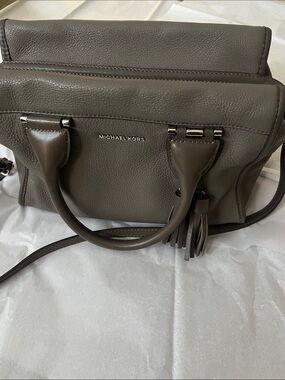 Michael Kors Olive Green Leather Satchel with Tassel